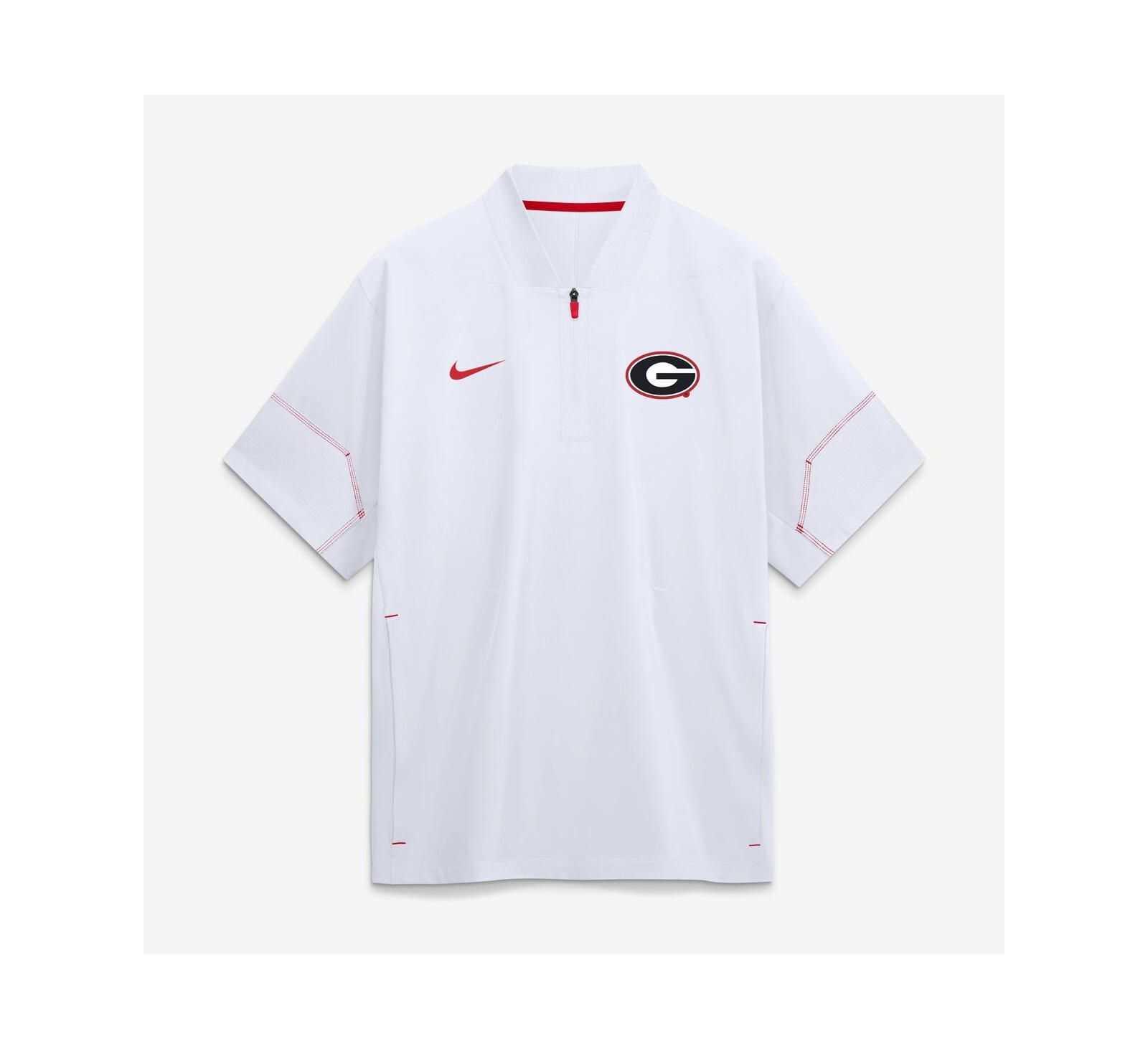 Nike Мужская белая куртка-поло 2026 Sideline Short Sleeve Quarter-Zip Coach Georgia Bulldogs