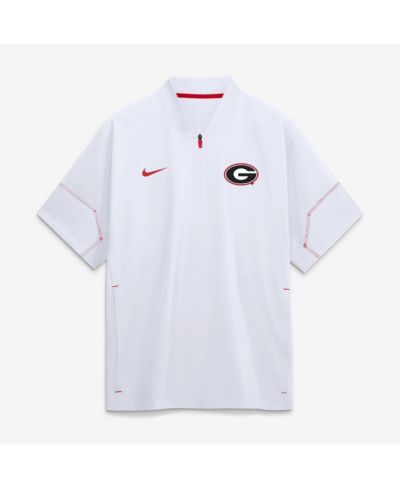 Nike Мужская белая куртка-поло 2026 Sideline Short Sleeve Quarter-Zip Coach Georgia Bulldogs