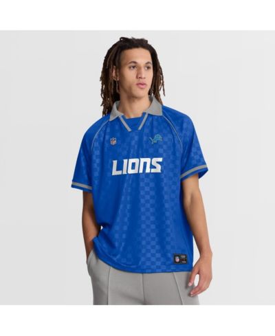 Fanatics Мужская рубашка поло Detroit Lions, сине-серая, V-образный вырез