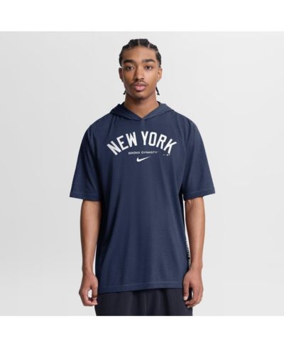 Мужская футболка Nike Navy New York Yankees Arched Wordmark Tri-Blend Hooded