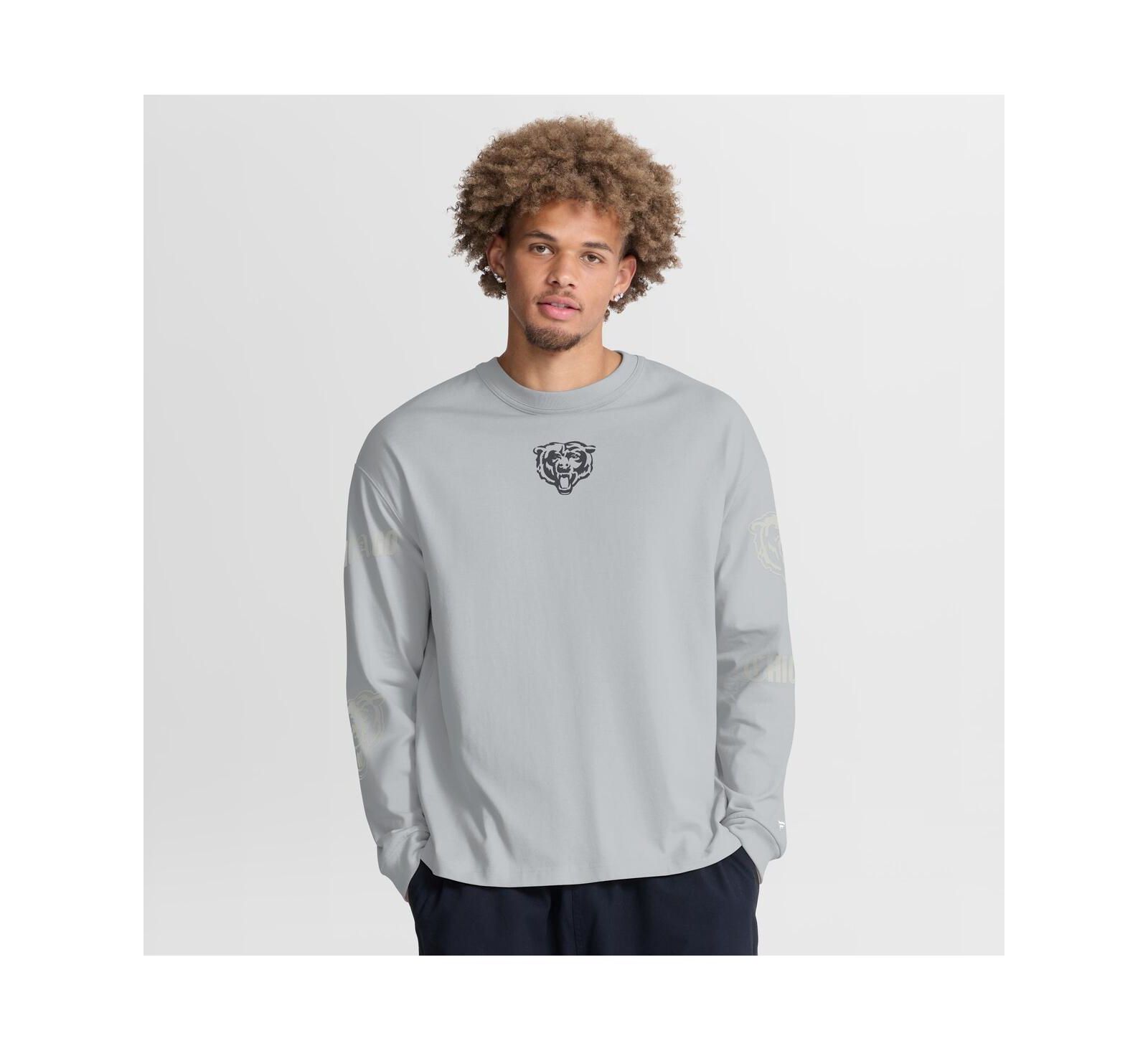 Fanatics Мужская серая футболка оверсайз Chicago Bears Long Sleeve