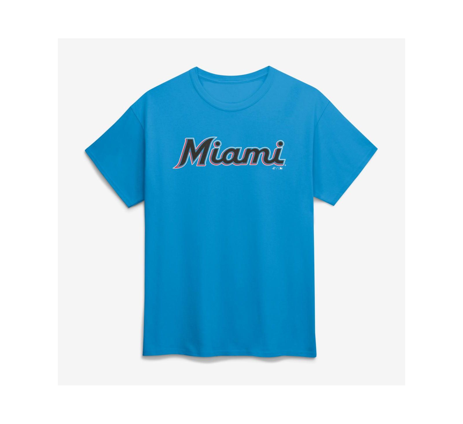 Мужская футболка Logo Athletic Teal Miami Marlins Wordmark