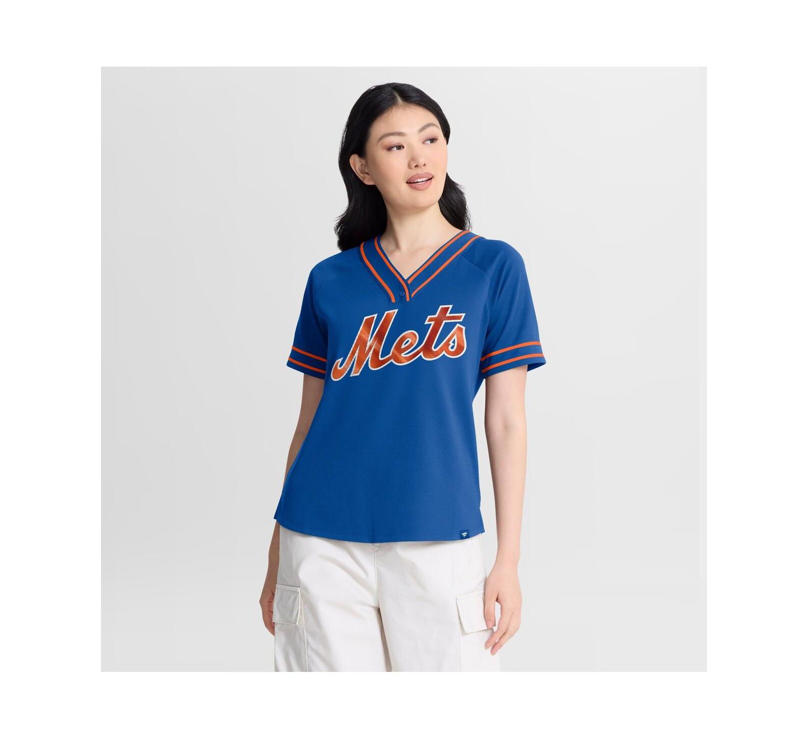 Fanatics Women's Royal New York Mets Diva Race Ahead Raglan V-Neck T-Shirt