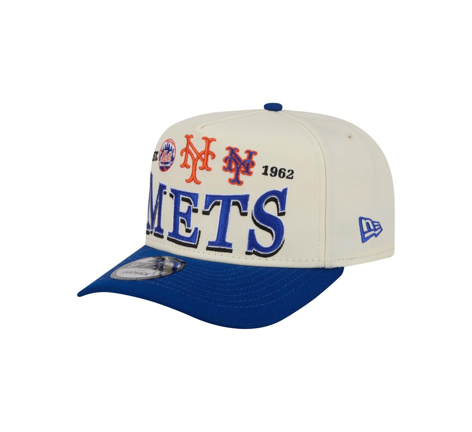 New Era Men's Cream New York Mets Throwback Tri-Hit A-Frame 9FIFTY Adjustable Hat