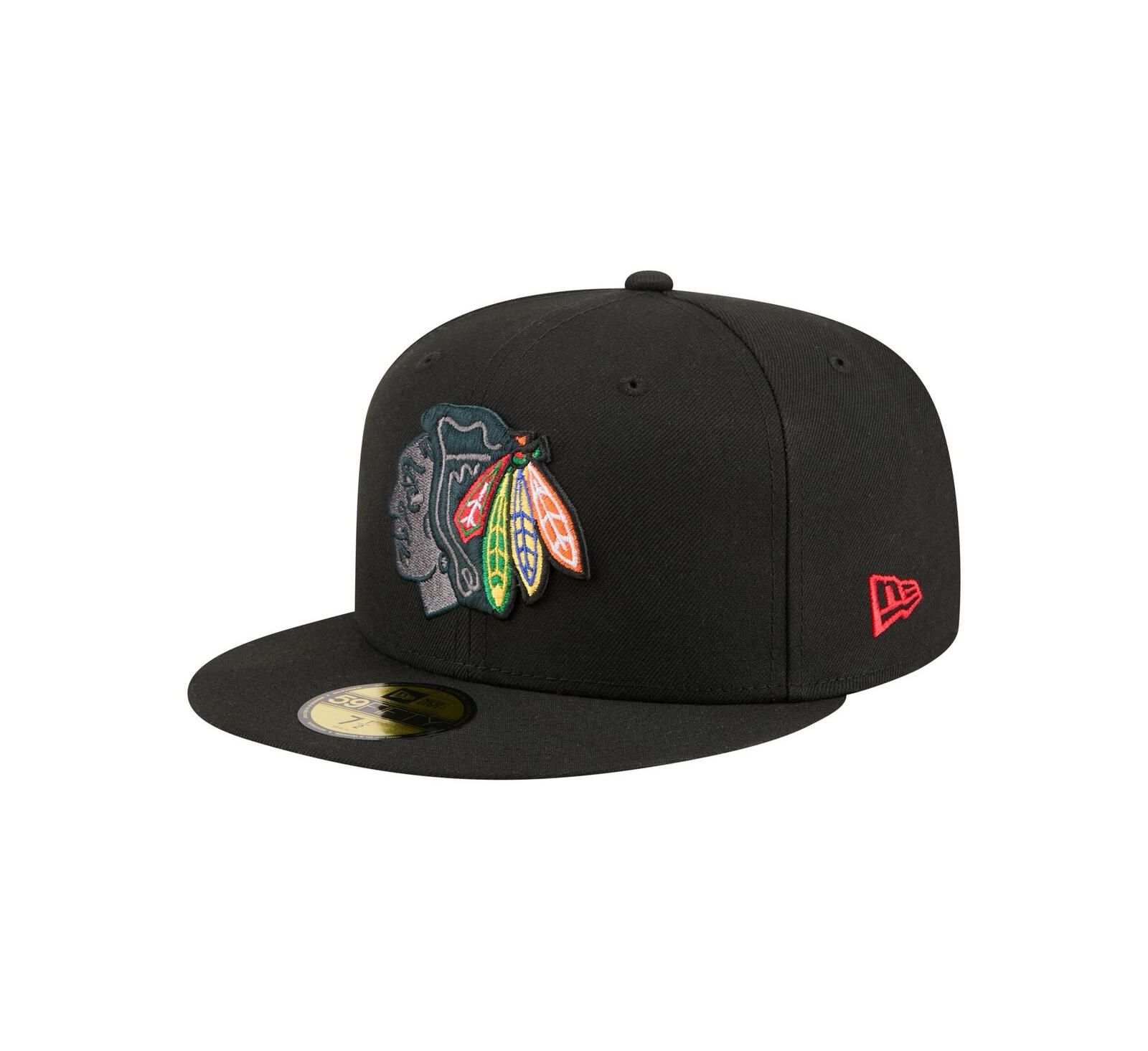 New Era Men's Black Chicago Blackhawks Color Pop 59FIFTY Fitted Hat