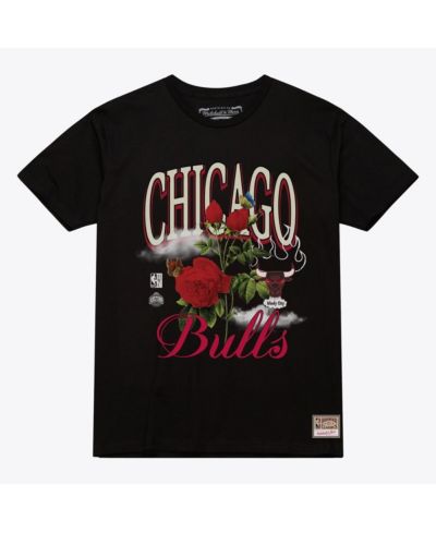 Mitchell & Ness Men's and Women's Black Chicago Bulls Floral Graphic T-Shirt