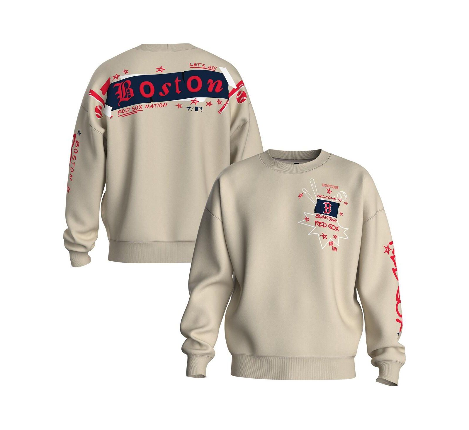 Женское флисовое худи Fanatics Beige Boston Red Sox Graffiti