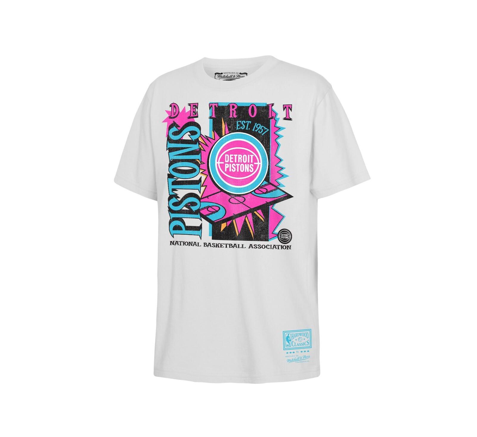 Детская футболка Mitchell & Ness White Detroit Pistons Neon Court Shock