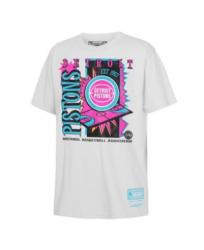 Детская футболка Mitchell & Ness White Detroit Pistons Neon Court Shock