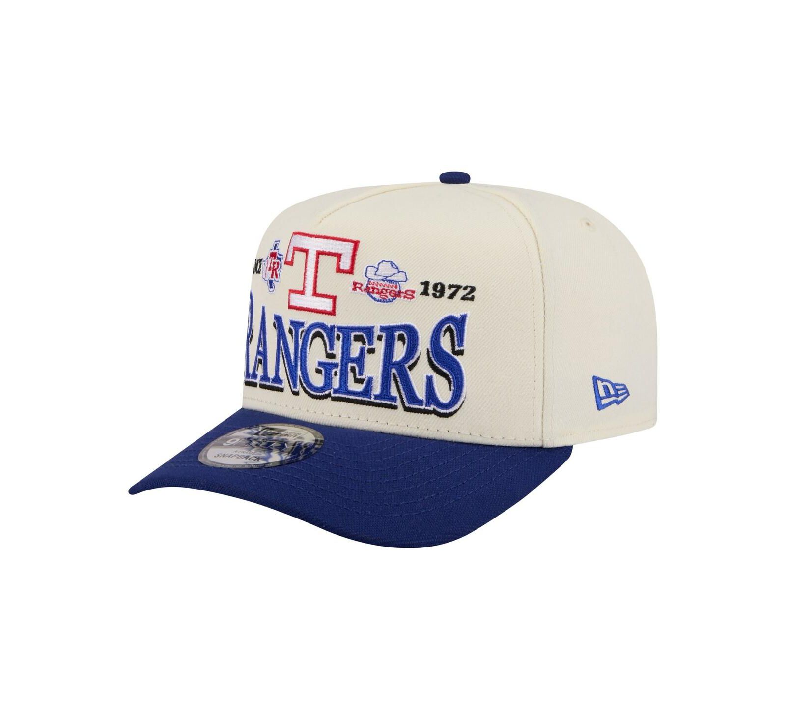 New Era Men's Cream Texas Rangers Throwback Tri-Hit A-Frame 9FIFTY Adjustable Hat