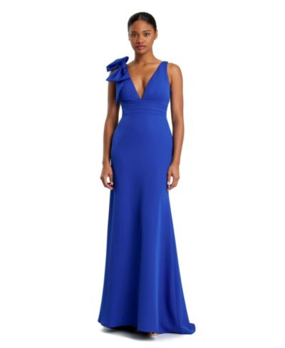 Женское вечернее платье Mac Duggal с V-образным вырезом и деталями в виде банта