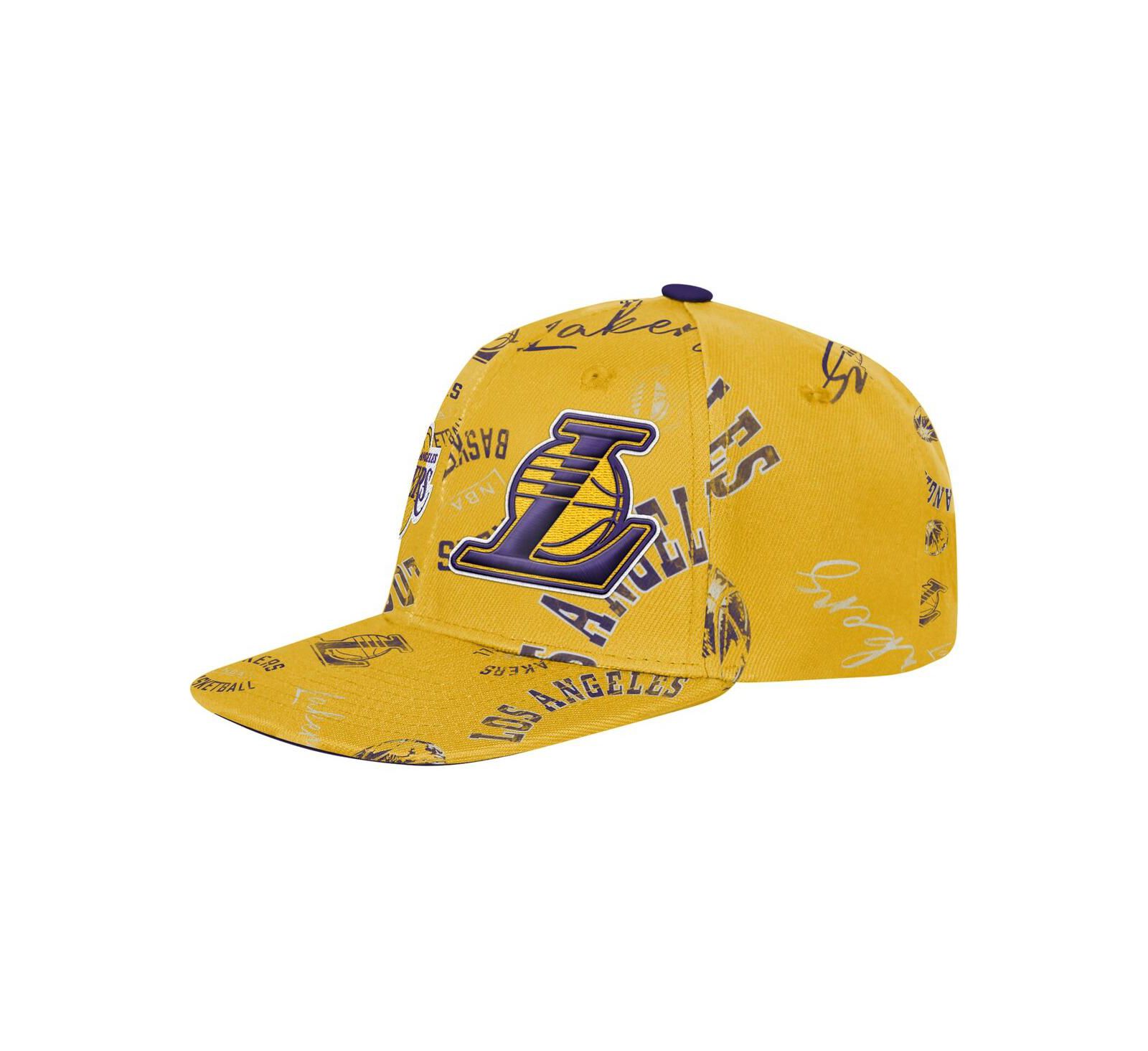 Кепка Outerstuff Big Boys and Girls Gold Los Angeles Lakers Street Hooper Allover Print Snapback