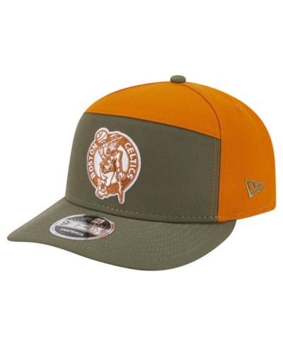 New Era Men's Olive/Burnt Orange Boston Celtics Two-Tone Color Pack Split Panel 9FIFTY Adjustable Hat