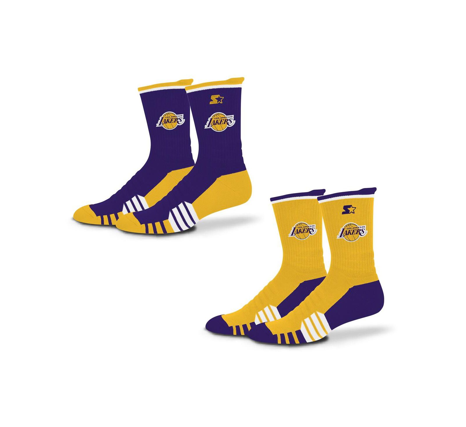 Мужские и женские носки Starter Breakaway Crew 2-Pack Purple/Gold Los Angeles Lakers