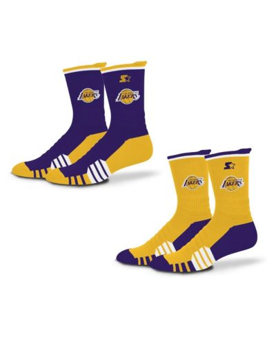Мужские и женские носки Starter Breakaway Crew 2-Pack Purple/Gold Los Angeles Lakers