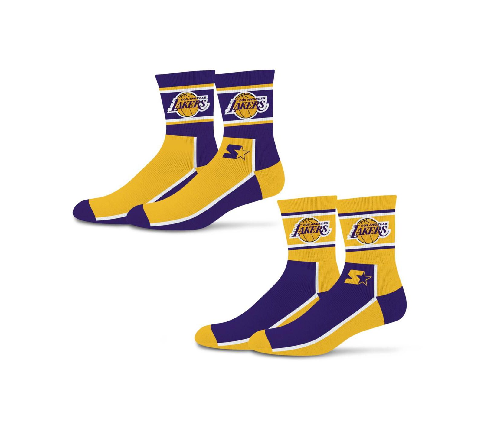 Носки Starter Los Angeles Lakers, набор 2 шт, фиолетовый/золотой