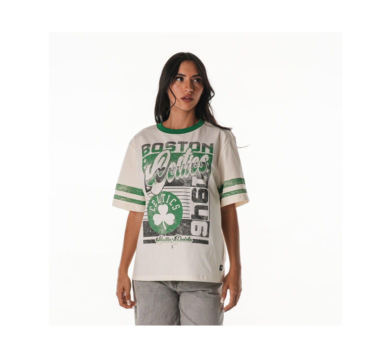 Женская оверсайз футболка The Wild Collective Boston Celtics Vintage Drop Shoulder, кремовая