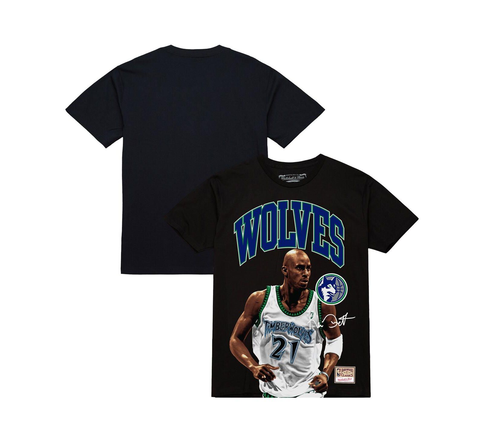 Футболка Mitchell & Ness Men's Kevin Garnett Black Minnesota Timberwolves Hardwood Classics Player Arch