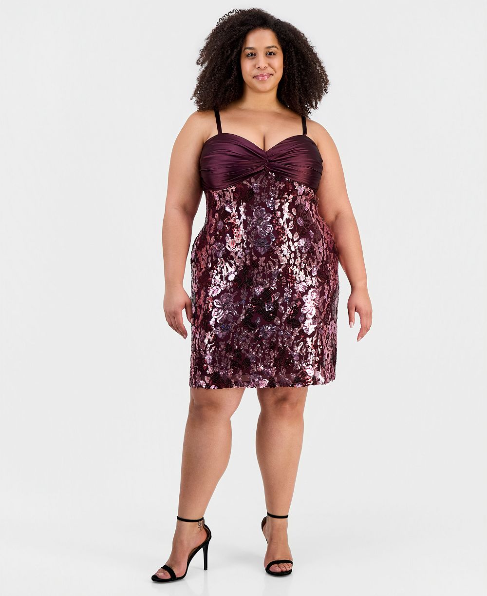 Женское платье SENI & CADE Plus Size Twist-Front Satin Bandeau Sequin Skirt