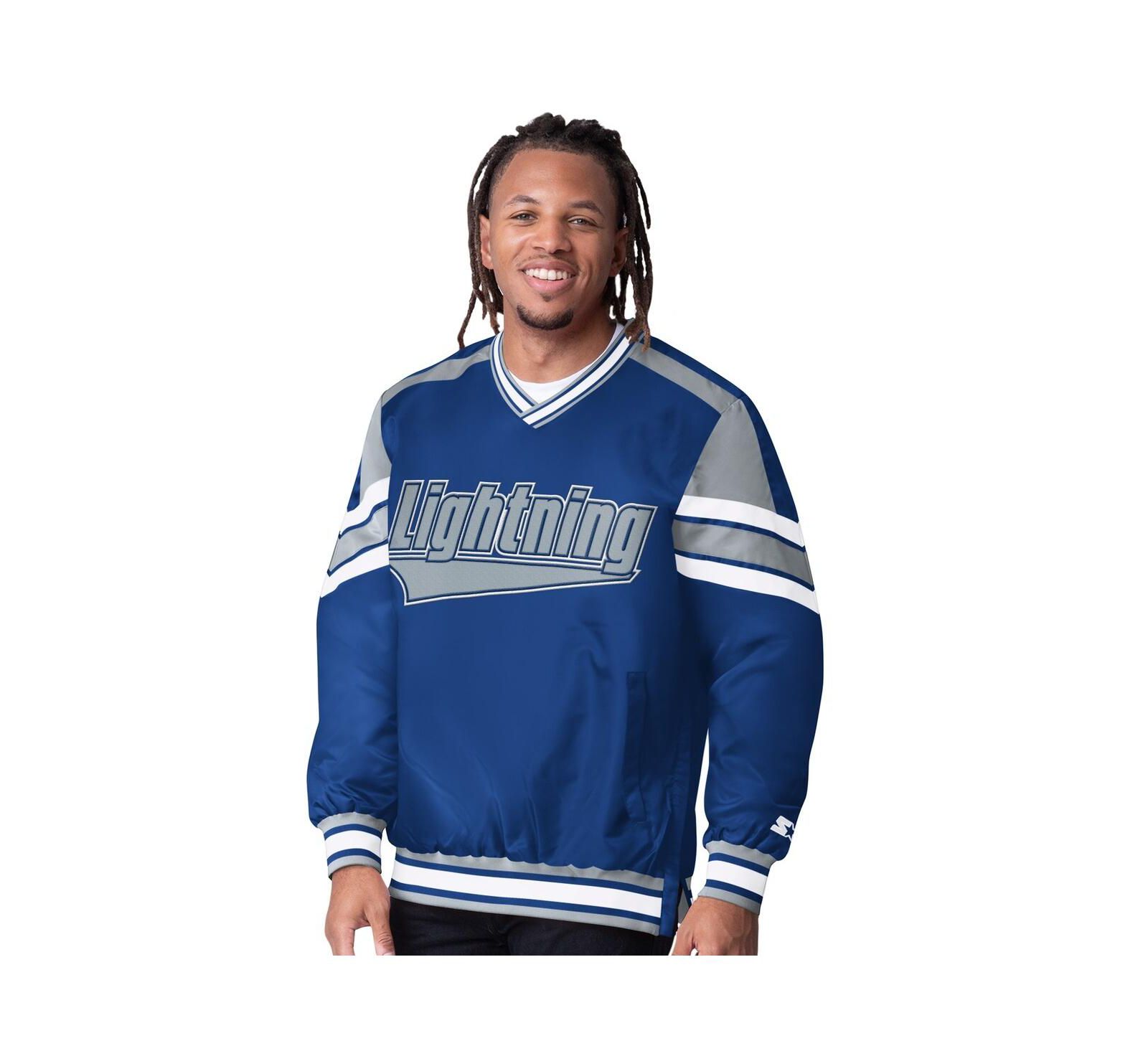 Starter Men's Blue Tampa Bay Lightning Reliever V-Neck Pullover Jacket