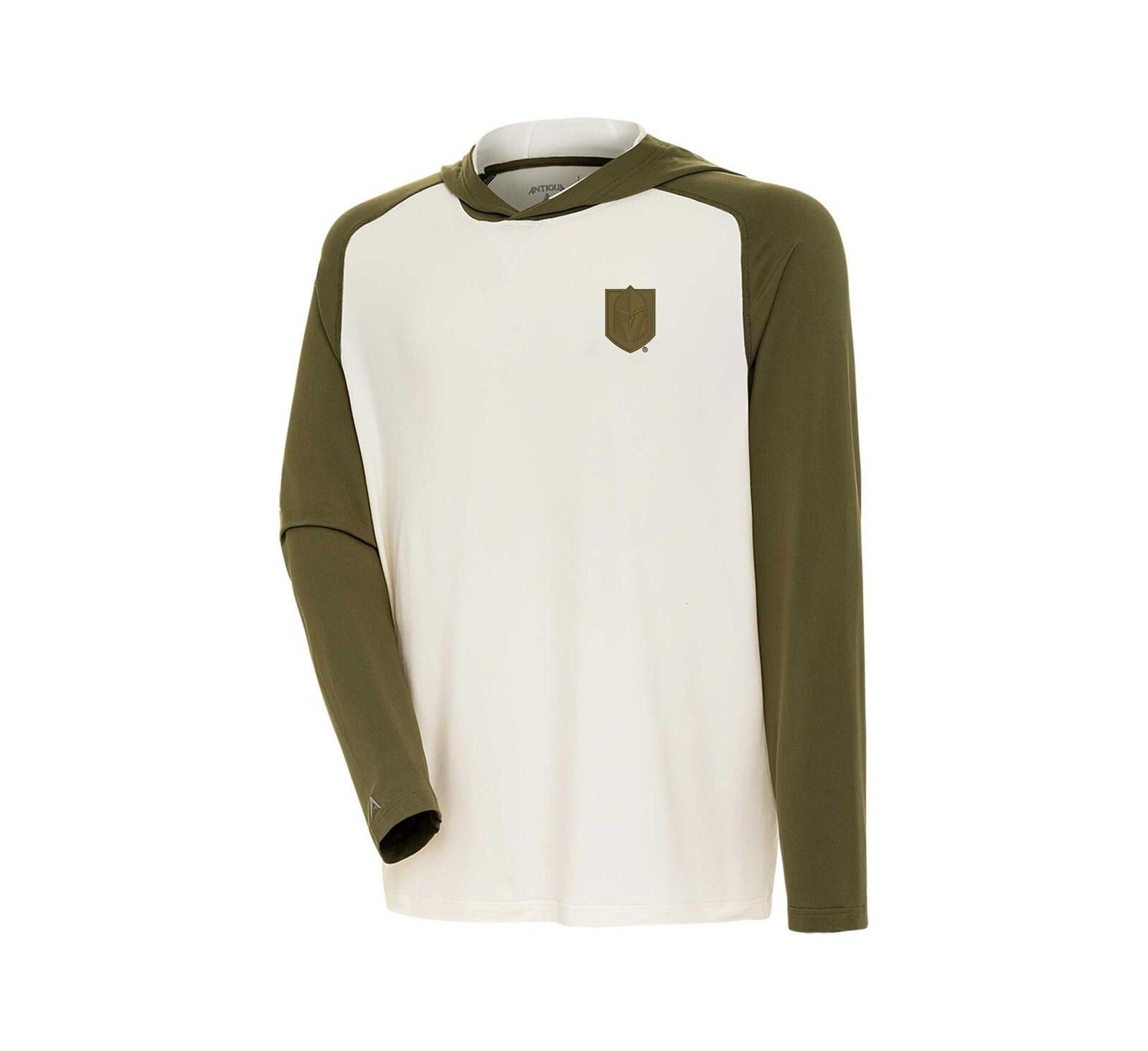 Antigua Мужской Cream/Olive Vegas Golden Knights Intrepid Sand Raglan Long Sleeve Hoodie T-Shirt