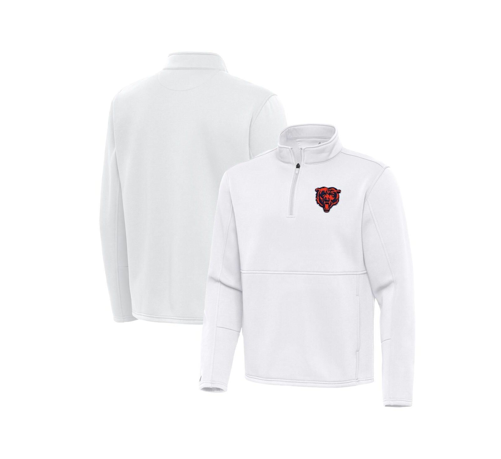 Antigua Men's White Chicago Bears Twist Quarter-Zip Pullover Jacket