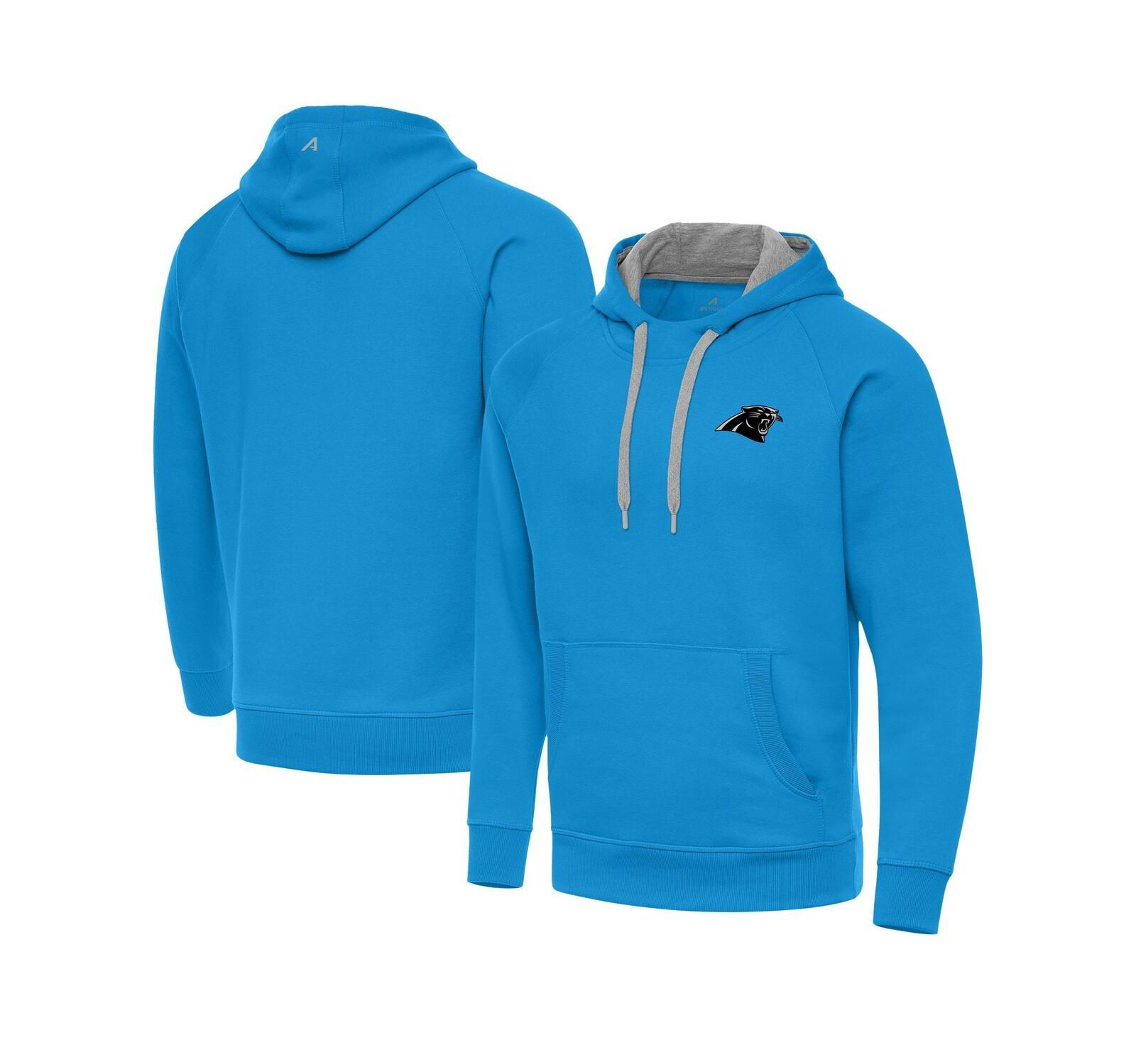 Мужское худи Antigua Blue Carolina Panthers Brushed Carbon Victory Pullover
