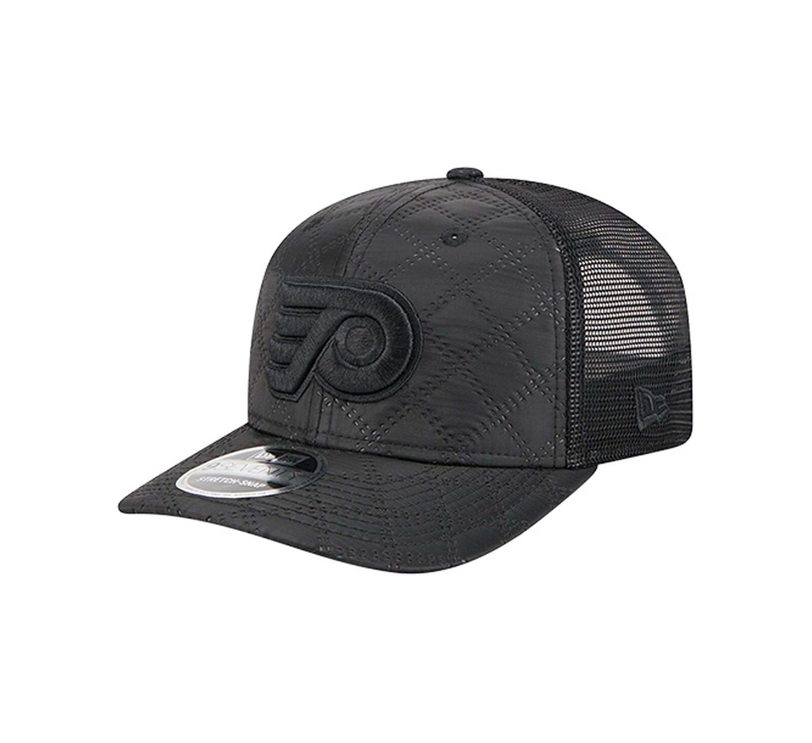 New Era Men's Black Philadelphia Flyers Quilted Nylon 9SEVENTY Adjustable Trucker Hat