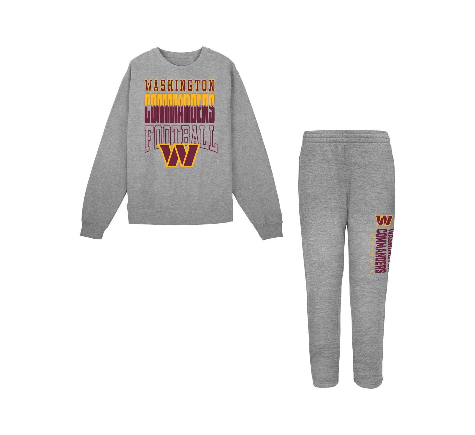 Детский комплект Outerstuff Heather Gray Washington Commanders Crewneck Sweatshirt & Pants