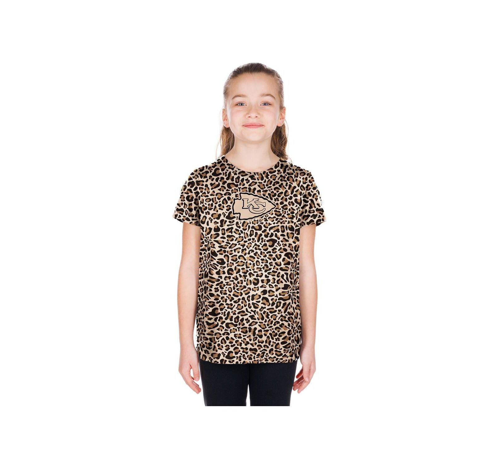 Детская футболка New Era Kansas City Chiefs Mom Me Leopard, бежевая