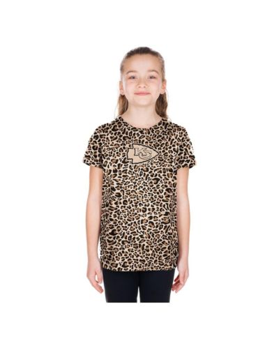 Детская футболка New Era Kansas City Chiefs Mom Me Leopard, бежевая