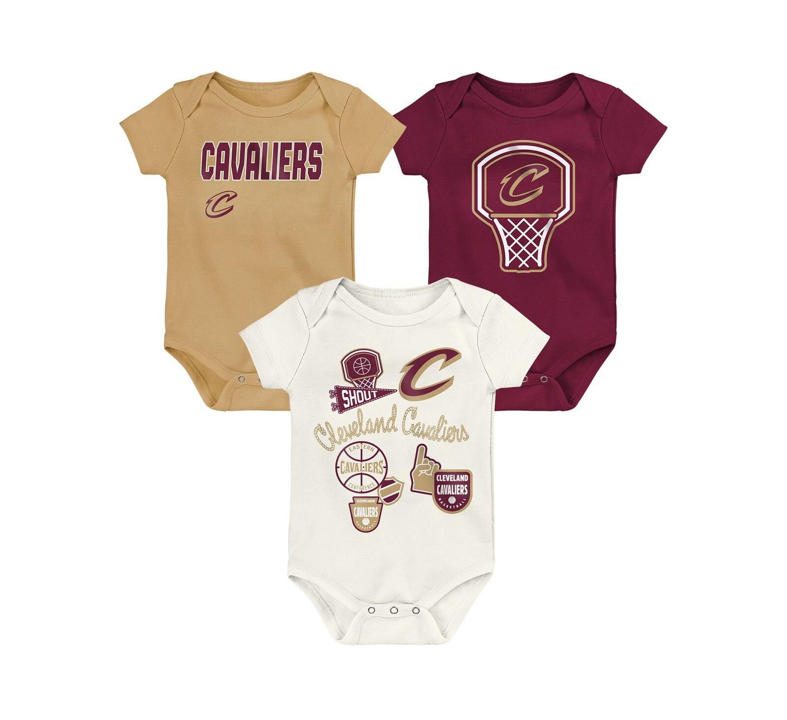 Outerstuff Baby Boys and Girls 3-Pack Cleveland Cavaliers Littlest Player Bodysuit Set