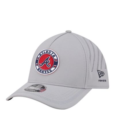 New Era Men's Gray Atlanta Braves Patch 39THIRTY A-Frame M-Crown Perforated Flex Hat