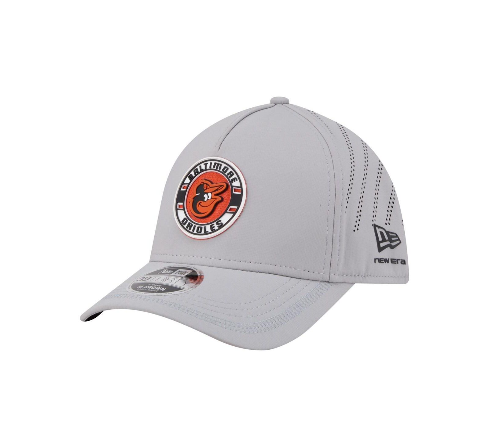 Мужская кепка New Era Gray Baltimore Orioles Patch 39THIRTY A-Frame M-Crown Perforated Flex Hat