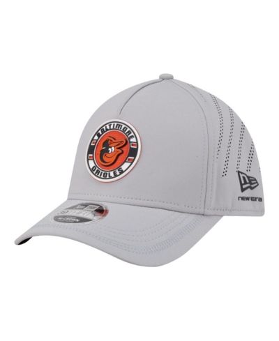 New Era Men's Gray Baltimore Orioles Patch 39THIRTY A-Frame M-Crown Perforated Flex Hat