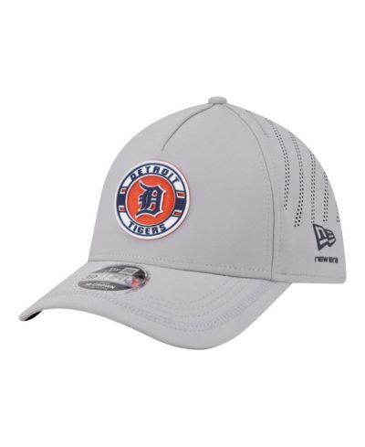 New Era Men's Gray Detroit Tigers Patch 39THIRTY A-Frame M-Crown Perforated Flex Hat