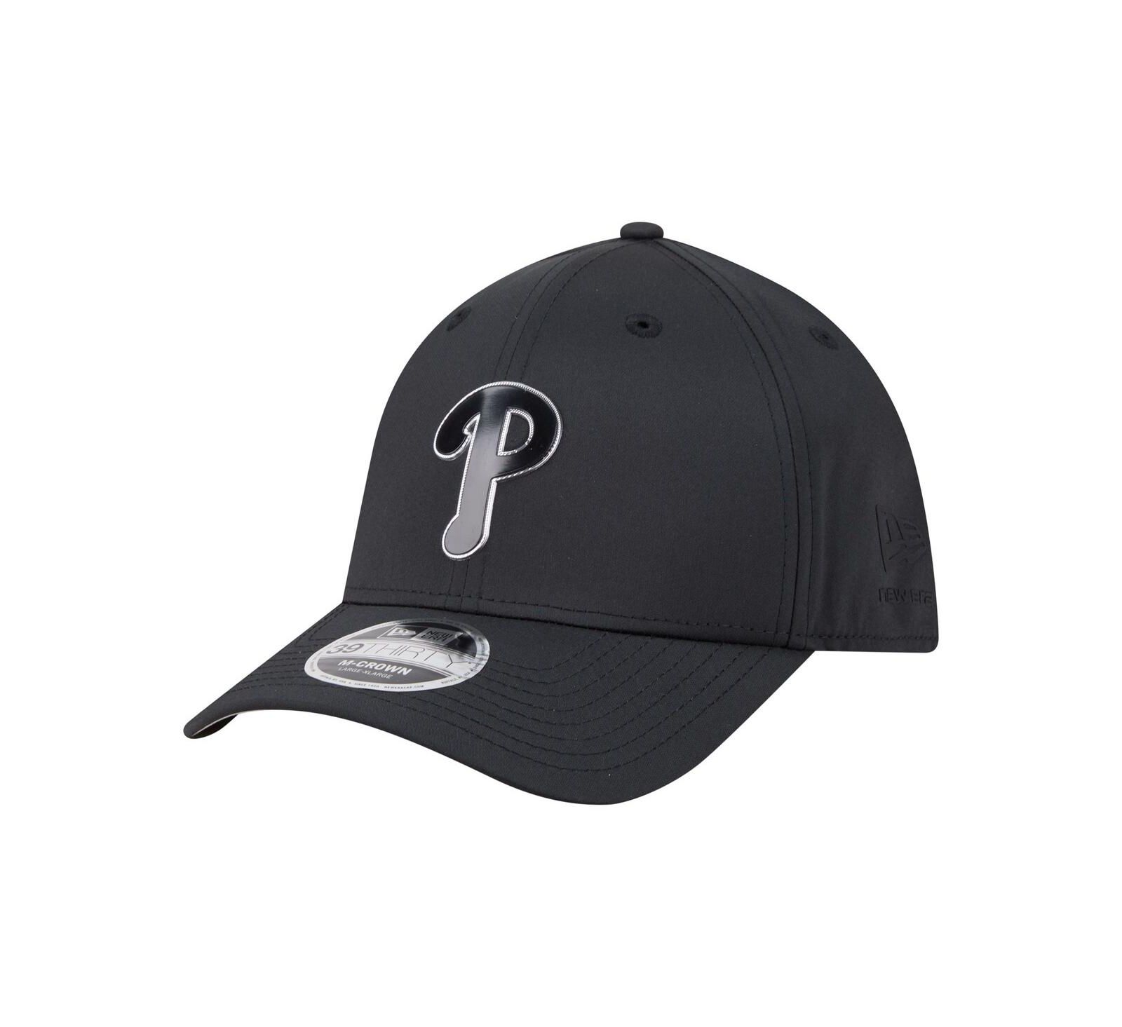 New Era Men's Black Philadelphia Phillies Metallic 39THIRTY M-Crown Flex Hat