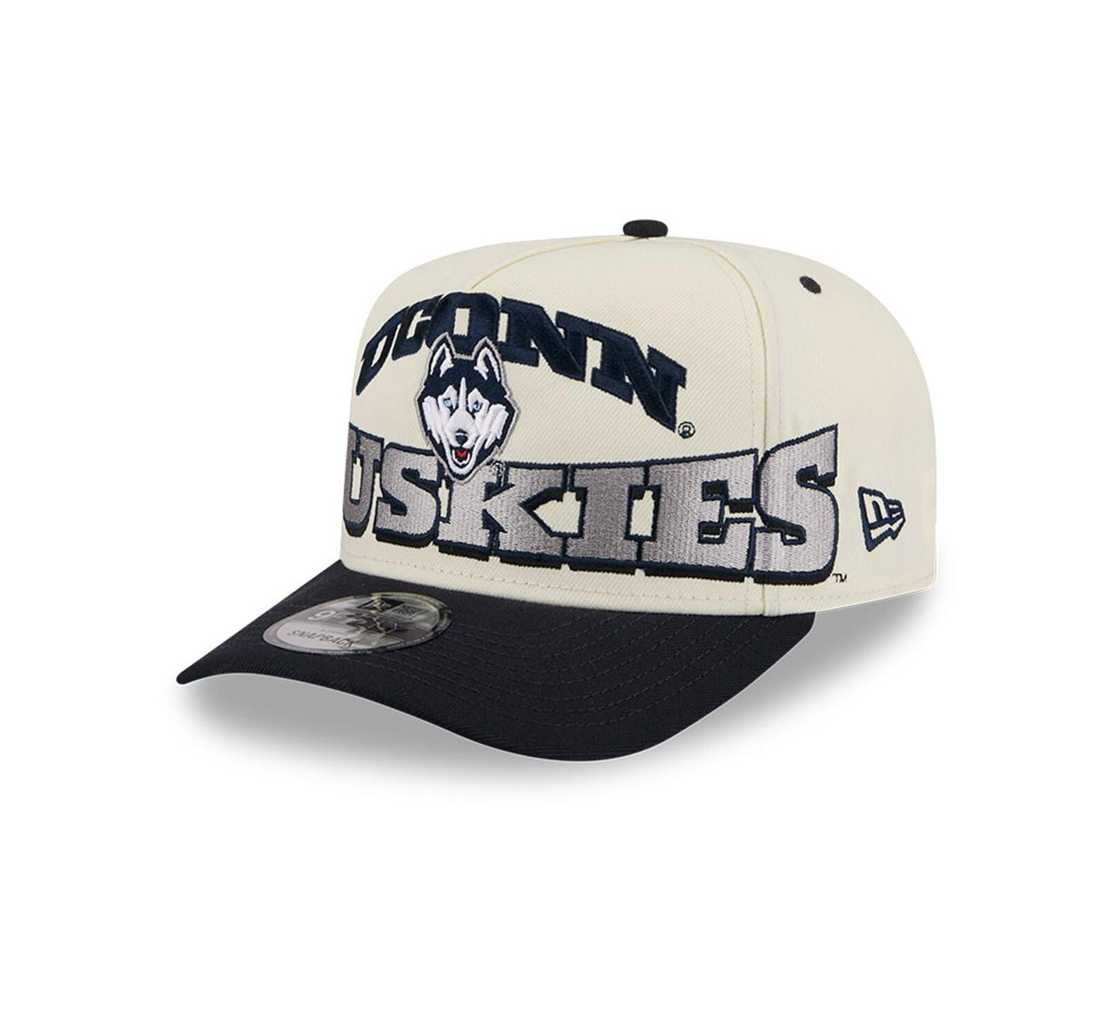 Мужская кепка New Era UConn Huskies March Madness 9FIFTY A-Frame Snapback Cream/Navy