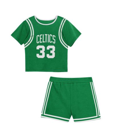 Комплект футболка и шорты Mitchell & Ness Toddler Larry Bird Kelly Green Boston Celtics Play by Place