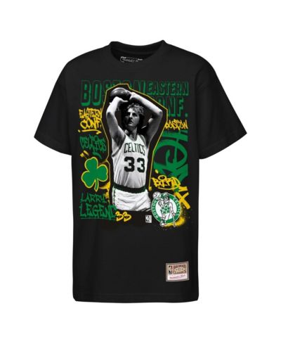 Mitchell & Ness Big Boys and Girls Larry Bird Black Boston Celtics Star Moment T-Shirt