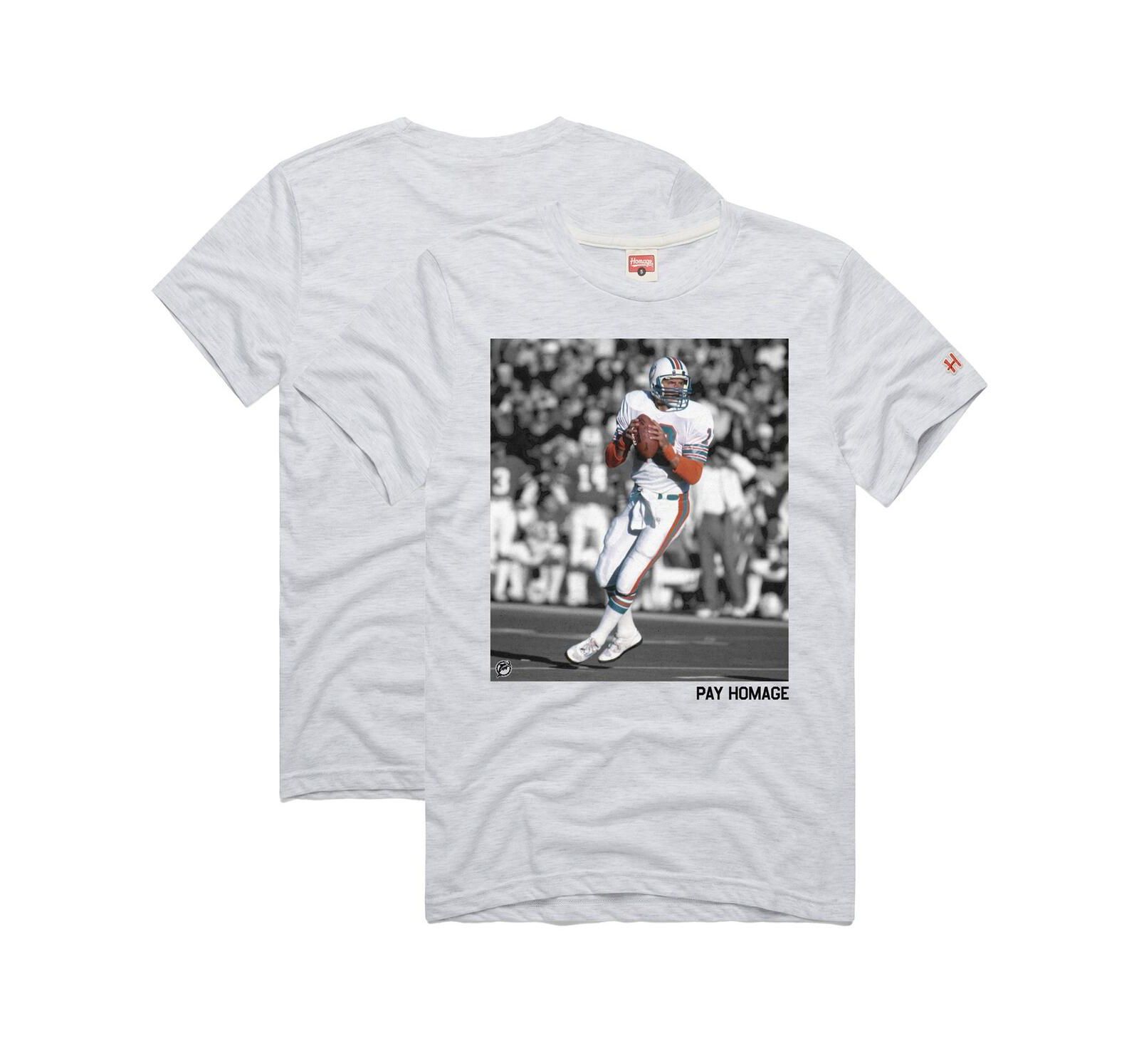 Homage Мужская и Женская футболка Dan Marino Ash Miami Dolphins Tri-Blend
