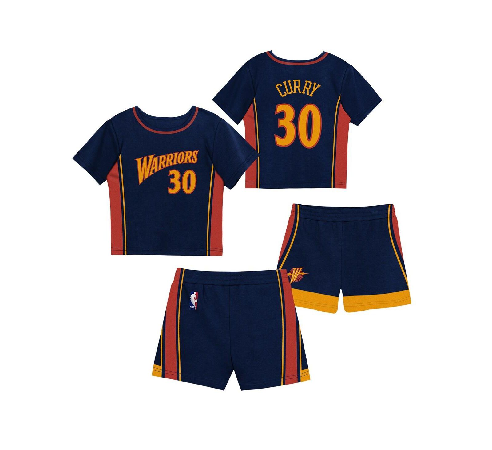 Детский комплект футболка и шорты Mitchell & Ness Preschool Stephen Curry Navy Golden State Warriors Play by Place