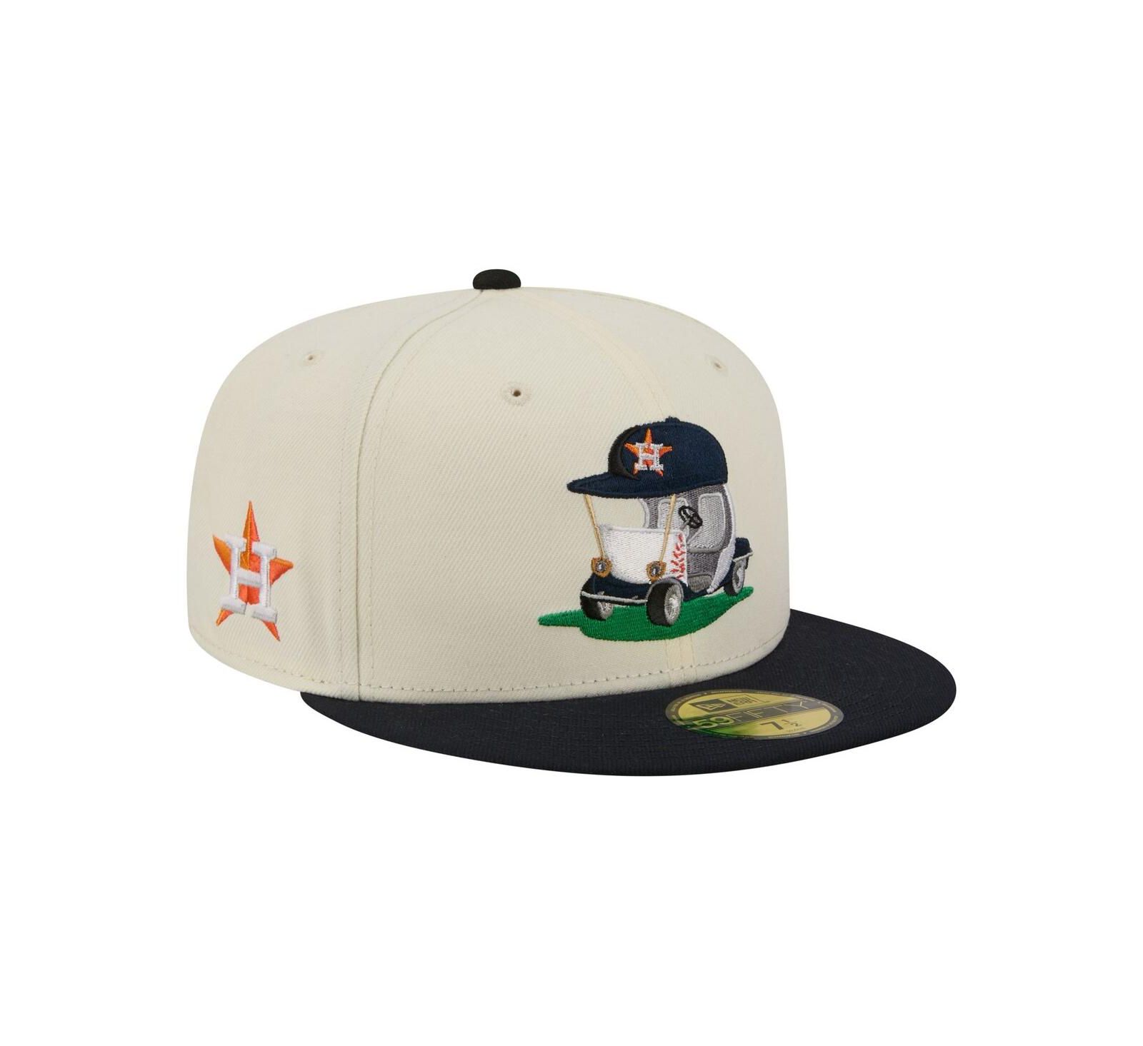 New Era Men's Cream/Navy Houston Astros Bullpen Cart 59FIFTY Fitted Hat