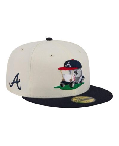 New Era Men's Cream/Navy Atlanta Braves Bullpen Cart 59FIFTY Fitted Hat