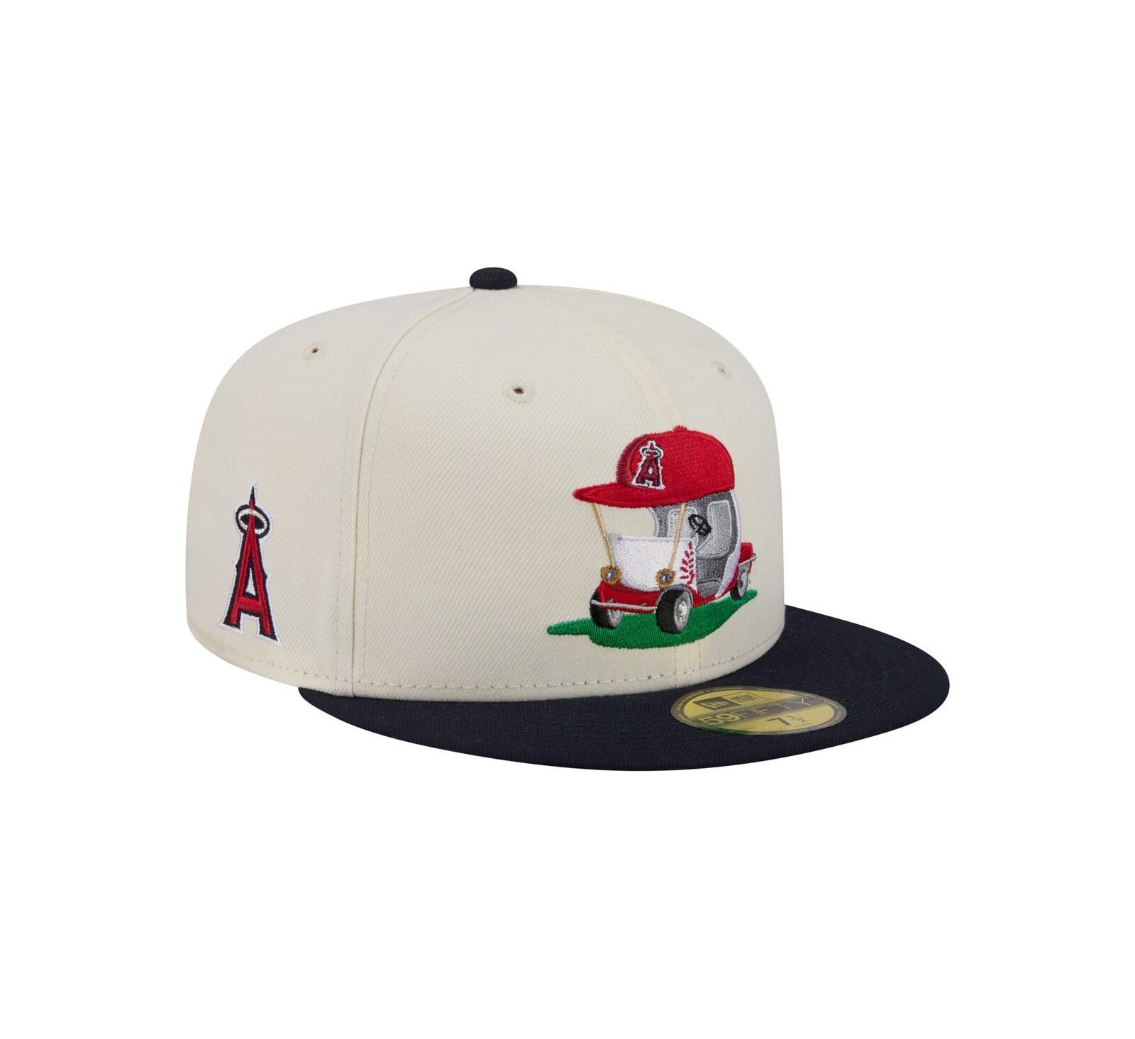 Мужская кепка New Era Cream/Navy Los Angeles Angels Bullpen Cart 59FIFTY Fitted Hat