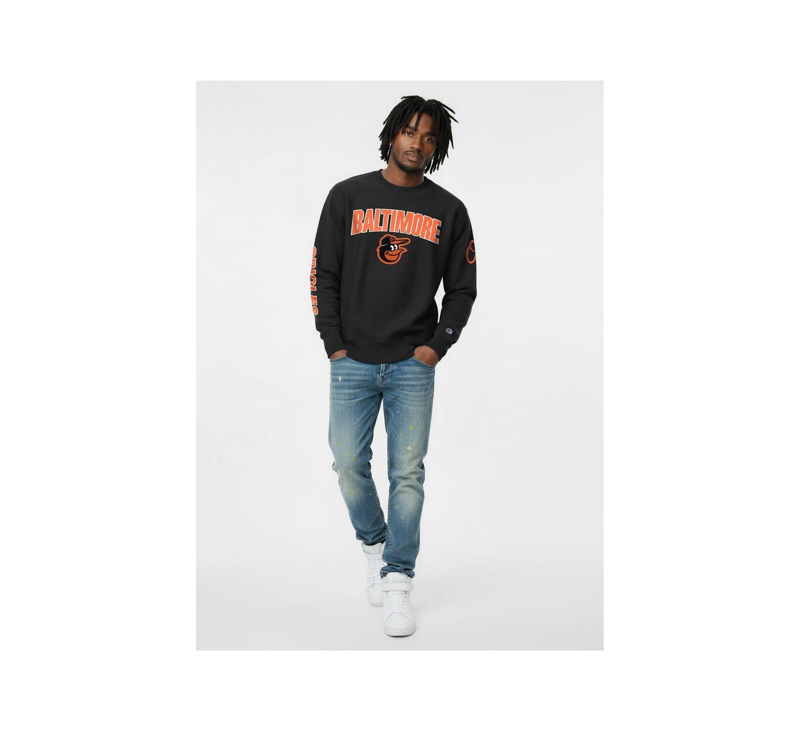 Мужской свитшот Champion Black Baltimore Orioles Reverse Weave Chenille