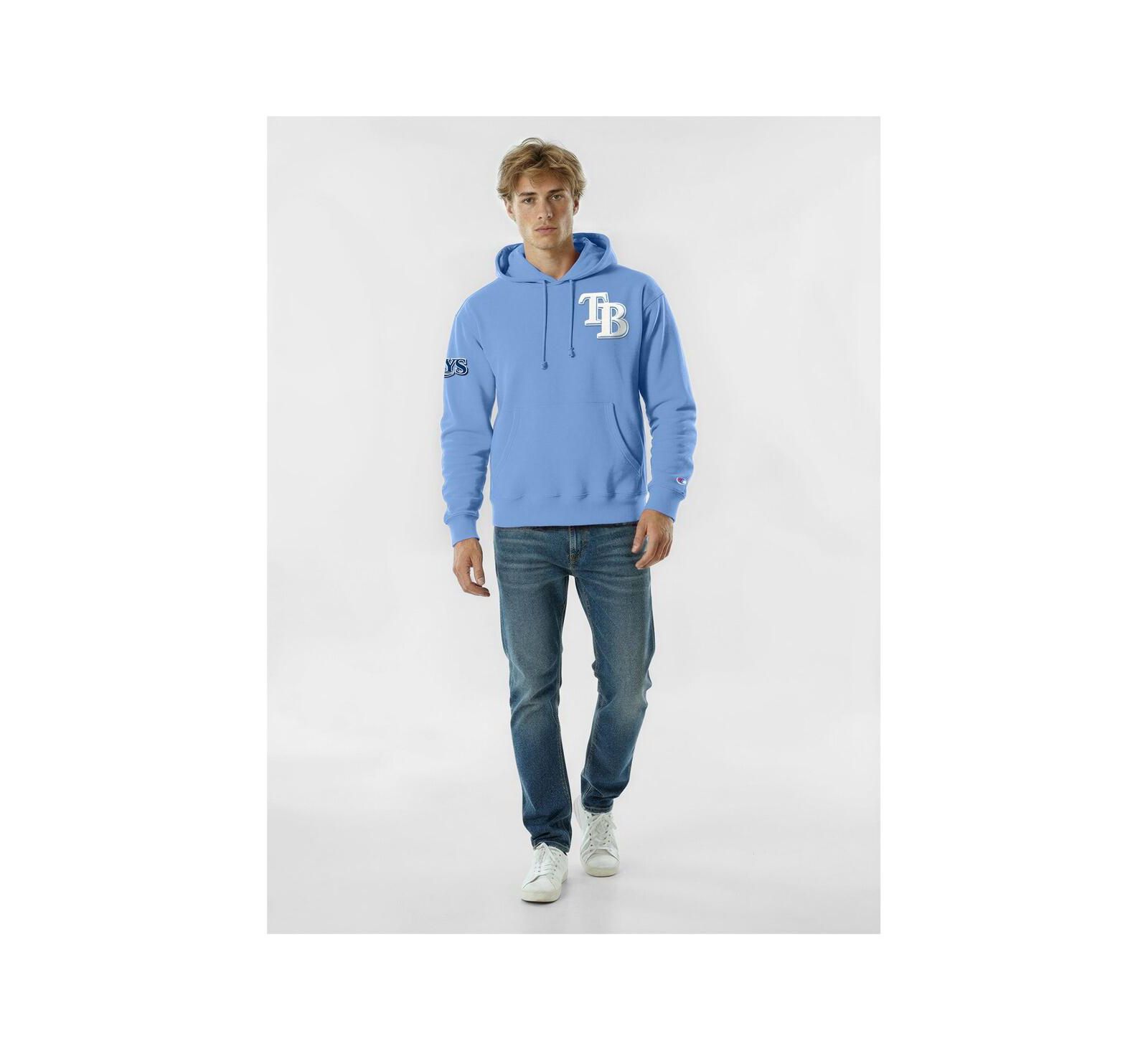 Мужская толстовка Champion Light Blue Tampa Bay Rays Reverse Weave Chenille Hoodie