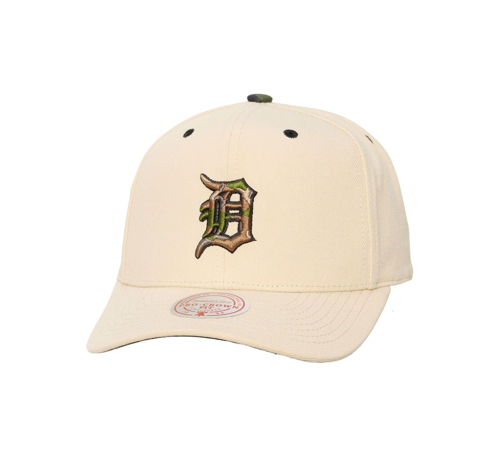 Mitchell & Ness кепка Snapback Cream Detroit Tigers Camo Logo Pro Crown для мужчин и женщин