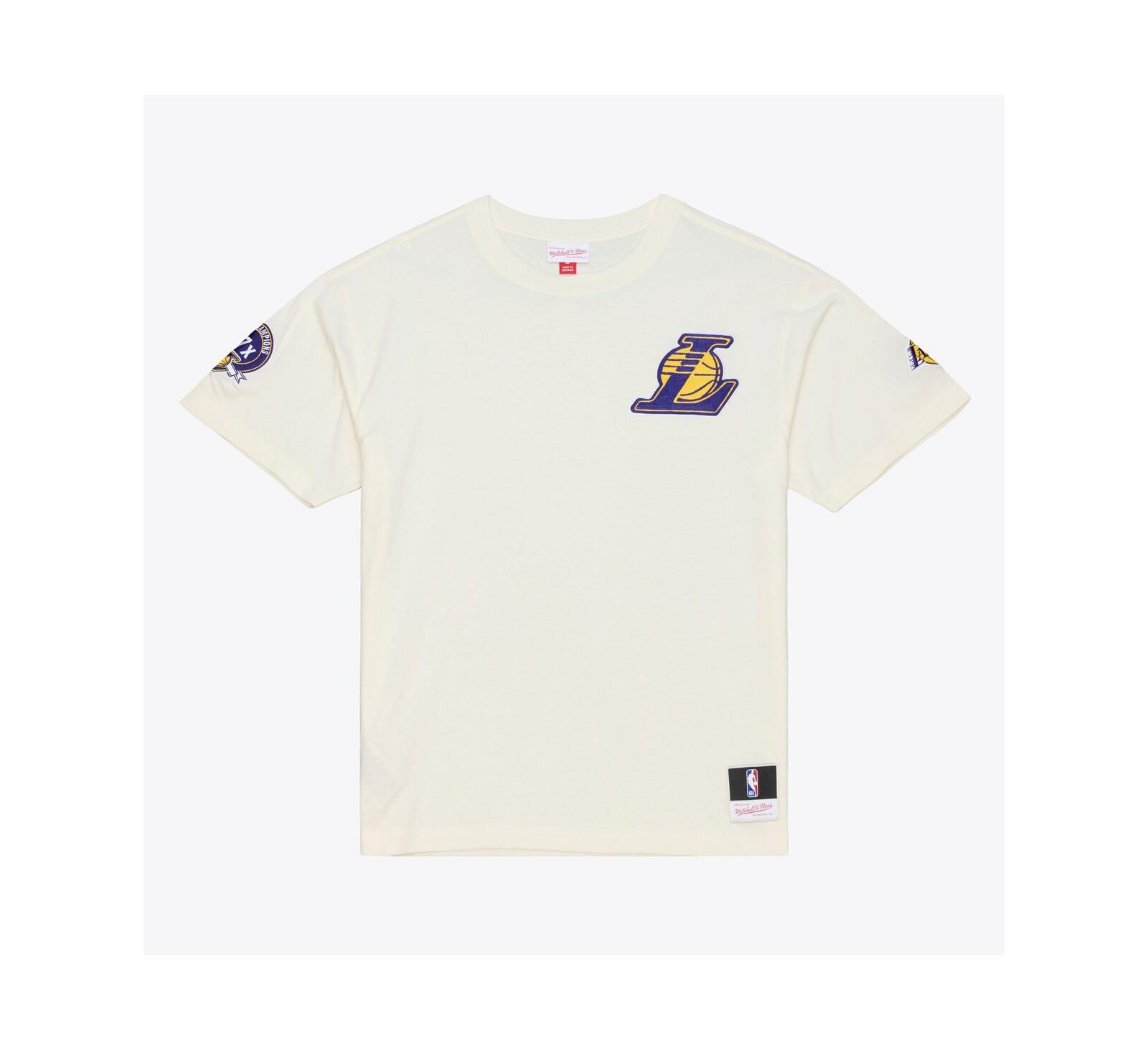 Mitchell & Ness Men's Cream Los Angeles Lakers Hardwood Classics Chainstitch Premium T-Shirt