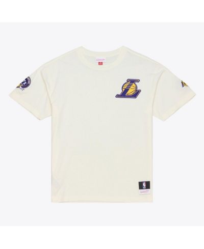 Mitchell & Ness Men's Cream Los Angeles Lakers Hardwood Classics Chainstitch Premium T-Shirt